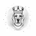 A dog playing basketball with a crown on its head tattoo design idea
