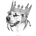 A dog playing basketball with a crown on its head tattoo design idea