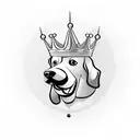 A dog playing basketball with a crown on its head tattoo design idea