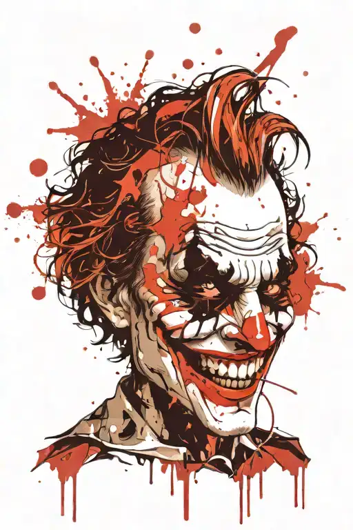 joker heavy smile realistic tattoo design idea