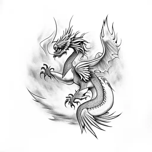 Phoenix & dragon  tattoo design idea
