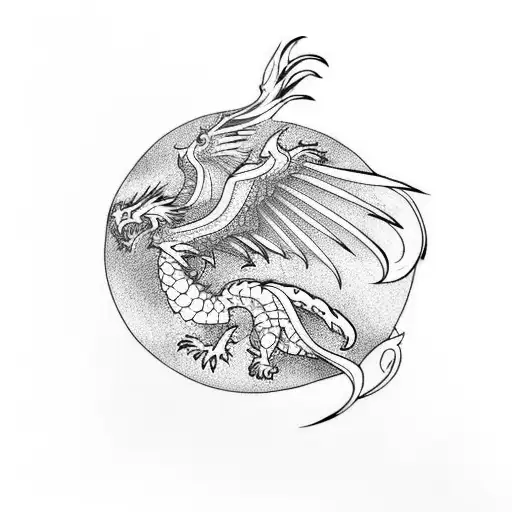 Phoenix & dragon  tattoo design idea
