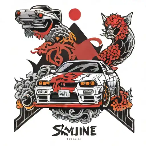 nissan skyline r34 tattoo design idea