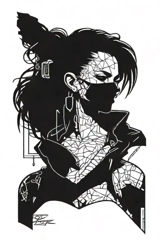 girl cyberpunk 2077 tattoo design idea