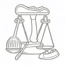 A minimalist design of a scale intertwined with a spatula, representing your balance between managing a business and cooking delicious meals tattoo design idea