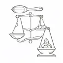 A minimalist design of a scale intertwined with a spatula, representing your balance between managing a business and cooking delicious meals tattoo design idea