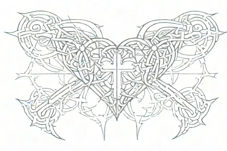 cybersigilism cross, heart shape tattoo design idea