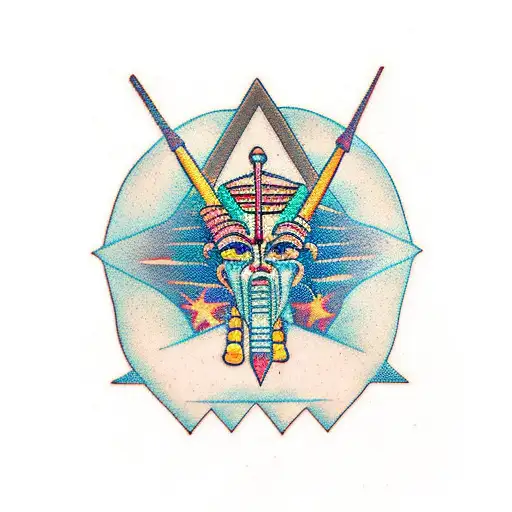 Osiris pirámides y estrellas tattoo design idea