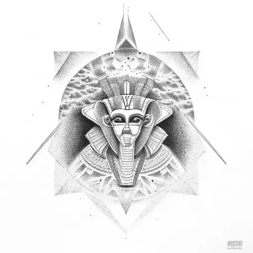 Osiris pirámides y estrellas tattoo design idea