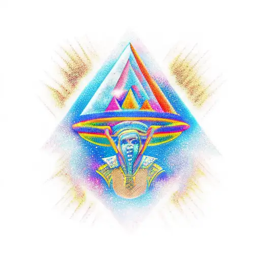 Osiris pirámides y estrellas tattoo design idea