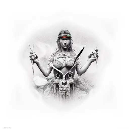 Stone age motive including rock art and flint arrowhead tattoo design idea