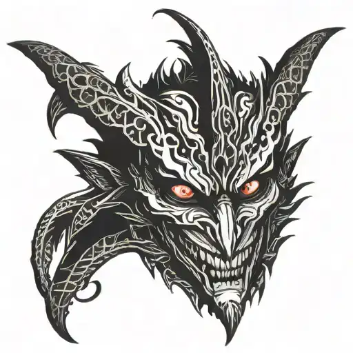 joker's eyes and kali linux dragon tattoo design idea