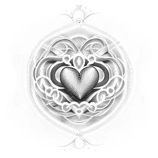 A dotwork tattoo of a heart-shaped infinity symbol with the word 'Amor' incorporated within the design tattoo design idea