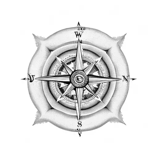 A blackwork tattoo of a compass with the word 'Amor' written around it, representing love as a guiding force tattoo design idea