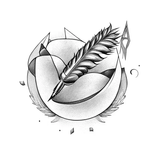 A black-grey tattoo of a quill pen writing the word 'Amor' in a stylish script font tattoo design idea
