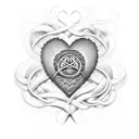 A dotwork tattoo of a heart-shaped infinity symbol with the word 'Amor' incorporated within the design tattoo design idea