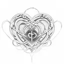 A dotwork tattoo of a heart-shaped infinity symbol with the word 'Amor' incorporated within the design tattoo design idea