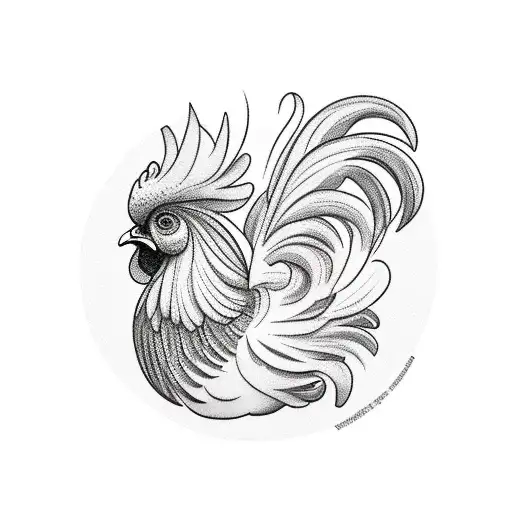 full body rooster with shading tattoo design idea