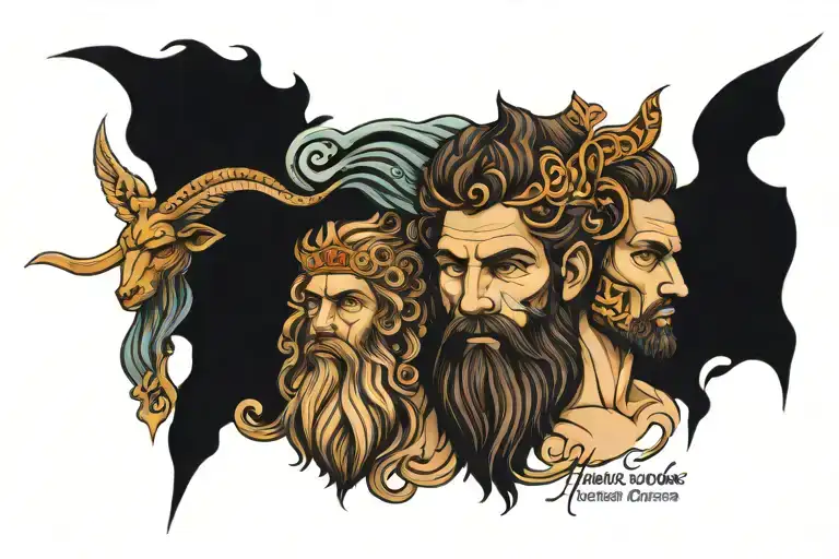 blend of Greek mythology, healthcare/being a physician, Heracles, Socrates, stoicism, Marcus Aurelius  tattoo design idea