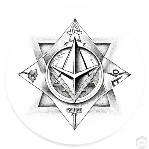 masonic square and compass, 45 rpm adapter, chefs knife, computer chip tattoo design idea