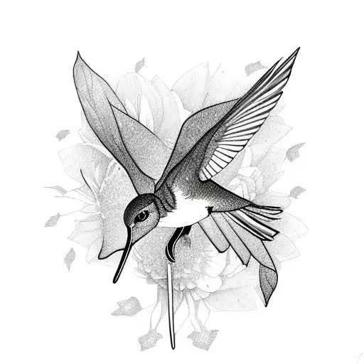 hummingbird, deer, daffodil wilderness tattoo design idea