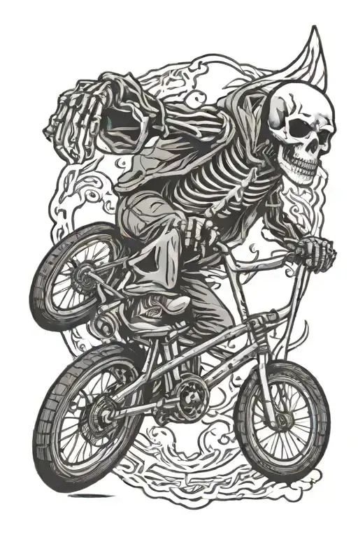 skeleton Bmx peace sign tattoo design idea