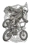 skeleton Bmx peace sign tattoo design idea