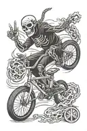 skeleton Bmx peace sign tattoo design idea