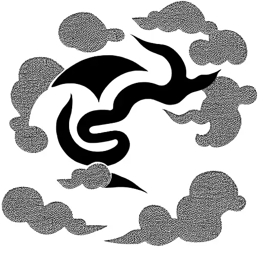 Dragon japanese style among cloud tattoo design idea