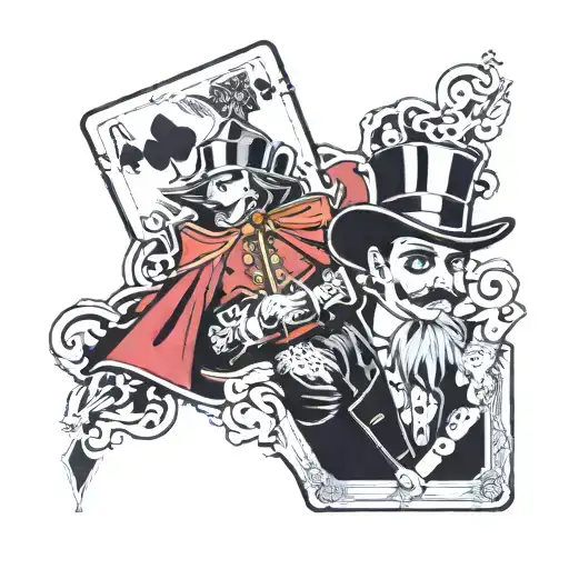 Playingcard with a gangster magician instead of the King tattoo design idea