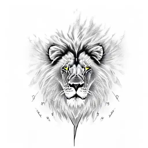 A lion with a lightning bolt in its right eye tattoo design idea