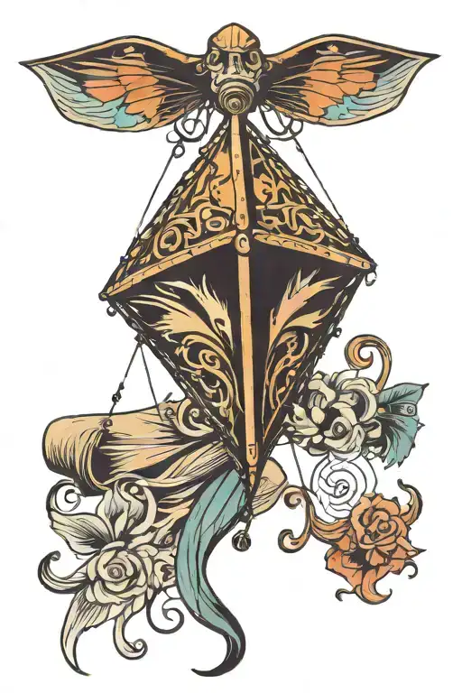 kite with broken string tattoo design idea