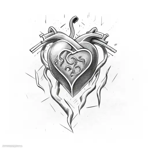heart with banner tattoo design idea