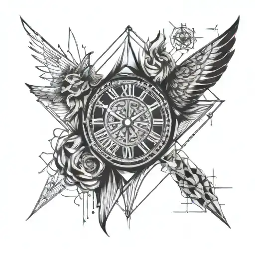 time and god tattoo design idea