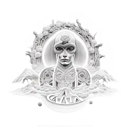 gaia with open arms tattoo design idea