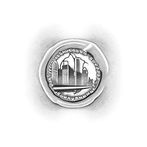 A dotwork tattoo of an Italian pasta dish with the New York Mets and Jets logos incorporated in the design tattoo design idea