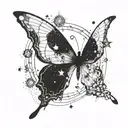 A celestial butterfly constellation with the moon as its center tattoo design idea