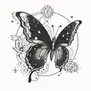 A celestial butterfly constellation with the moon as its center tattoo design idea