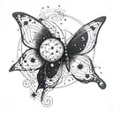 A celestial butterfly constellation with the moon as its center tattoo design idea