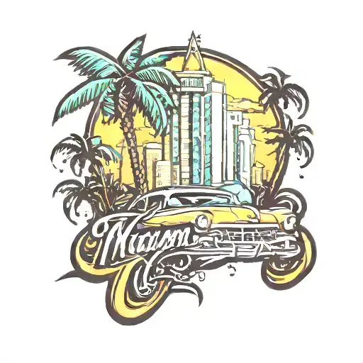 Miami skyline tattoo tattoo design idea