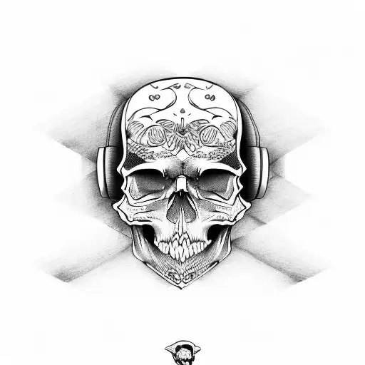 Skull with skateboard tattoo design idea