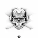 Skull with skateboard tattoo design idea