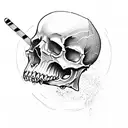 Skull with skateboard tattoo design idea
