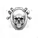 Skull with skateboard tattoo design idea