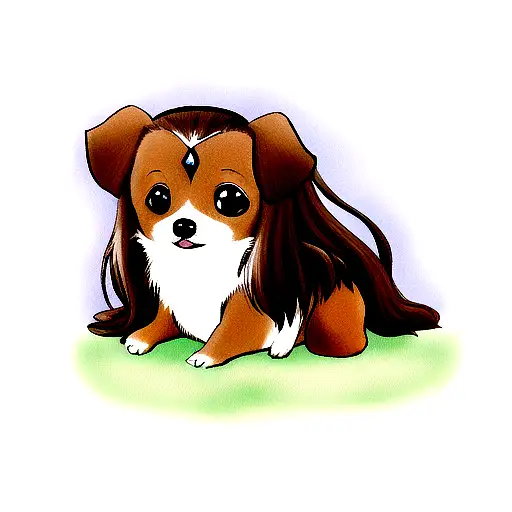 brown long haired chihuahua princess tattoo design idea