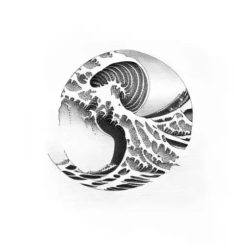 The Breaking Wave off Kanagawa black and white tattoo design idea