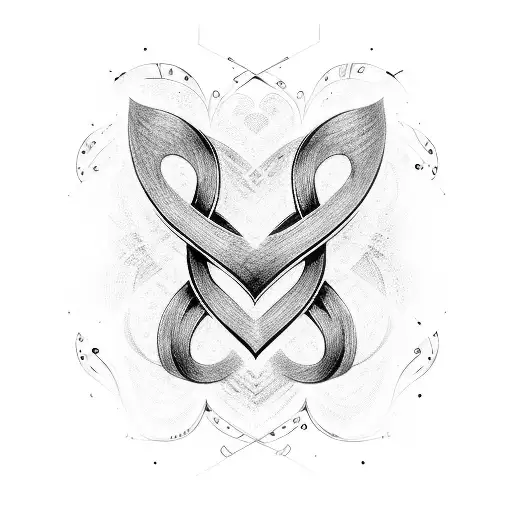 Black thin line design of a infinity sign with a heart infused into the the infinity sign tattoo design idea