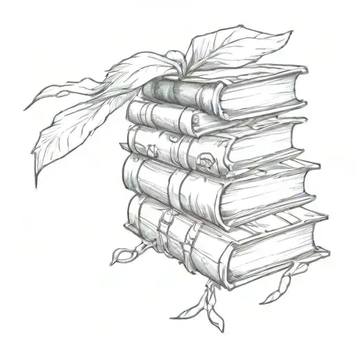 fantasy book stack  tattoo design idea
