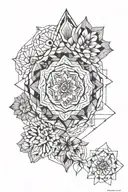 large geometric mandala design incorporating flowers tattoo design idea