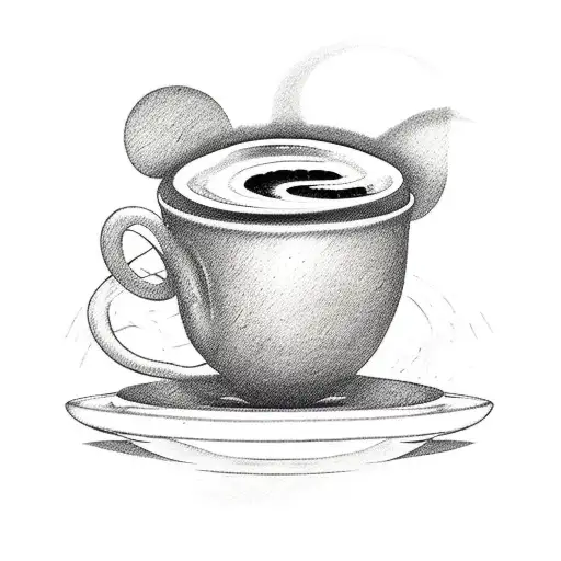 A coffee cup with a hidden Mickey Mouse silhouette tattoo design idea